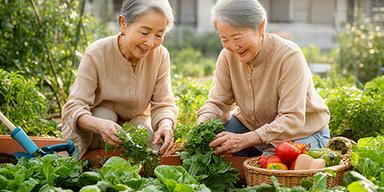 佐賀の庭で野菜を育てながら趣味の時間を楽しむシニア夫婦